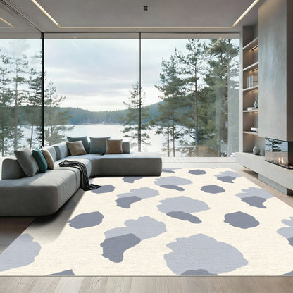 Soft Gray Abstract Cloud Forms Rug
