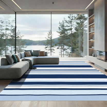 Shades Blue Horizontal Stripe Rug