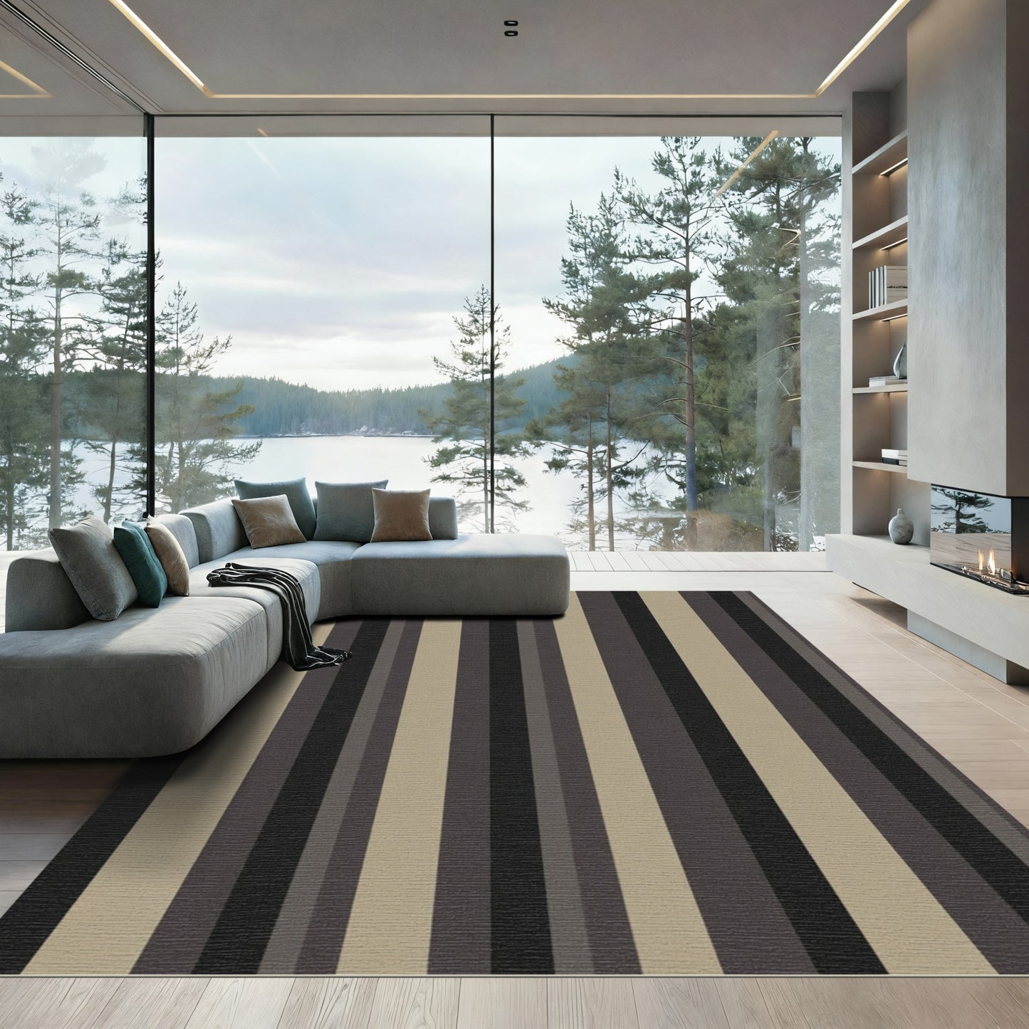 Earth Tones Vertical Stripe Rug