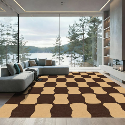 Chocolate Taupe Stacked Shapes Rug