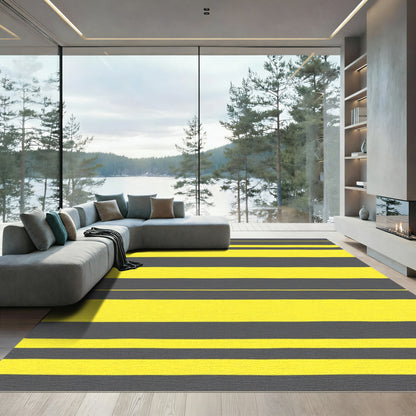 Bold Yellow Gray Stripe Rug