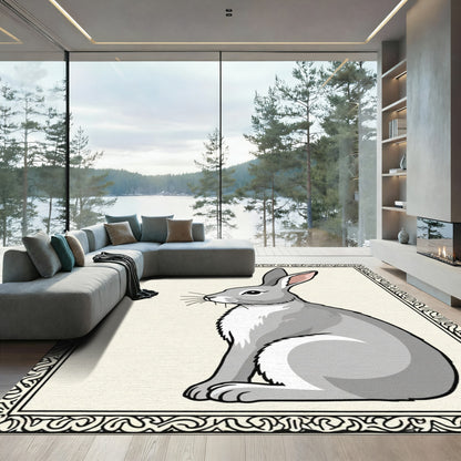 Gray Hare Classic Border Rug