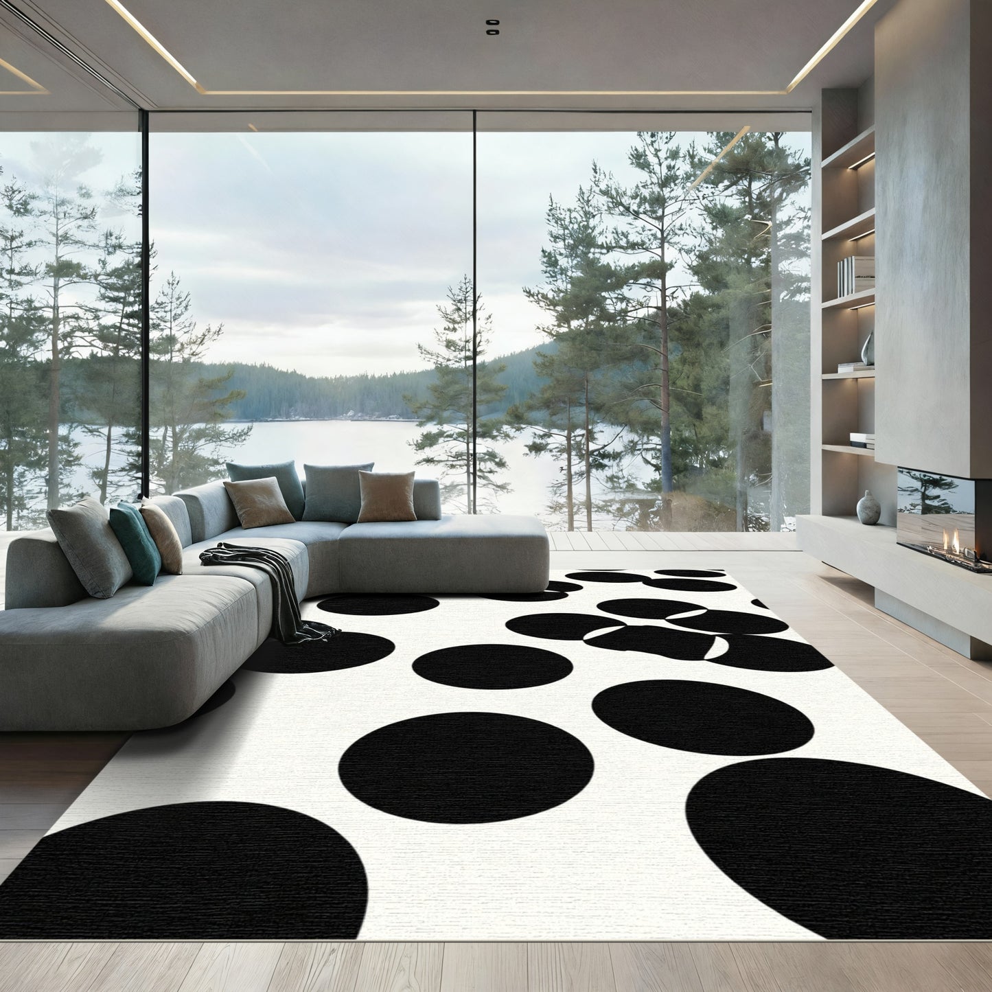 Bold Black Polka Dot Scatter Rug