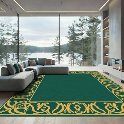 Emerald Gold Art Nouveau Border Rug