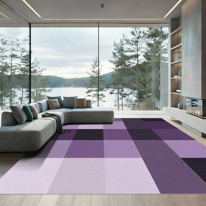 Amethyst Plaid Geometric Squares Rug
