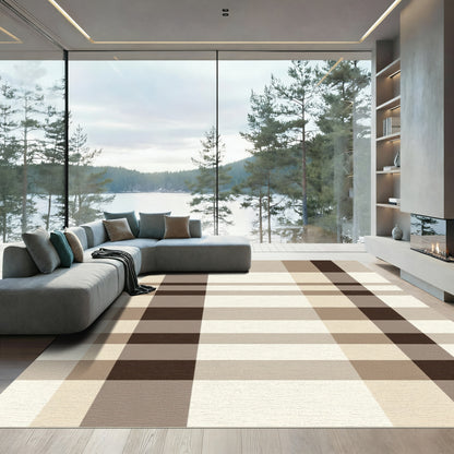 Earthy Tone Plaid Checkered Rug