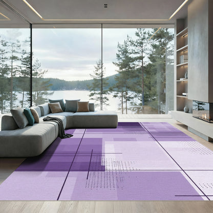 Mauve Geometric Line Art Rug