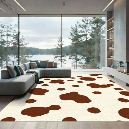Brown Spots Cream Cowhide Rug