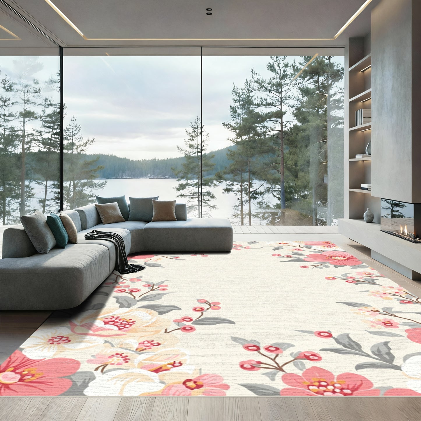Vintage Pink Floral Berry Blossom Rug