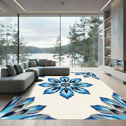 Azure Blue Medallion Repeating Floral Rug