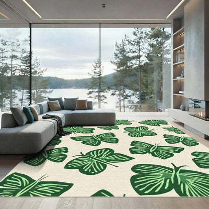 Green Forest Butterfly Garden Rug