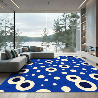 Tangerine Cream Circles on Blue Rug