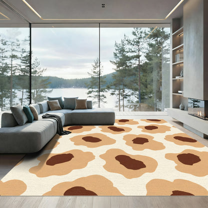 Tan Brown Abstract Spots Rug