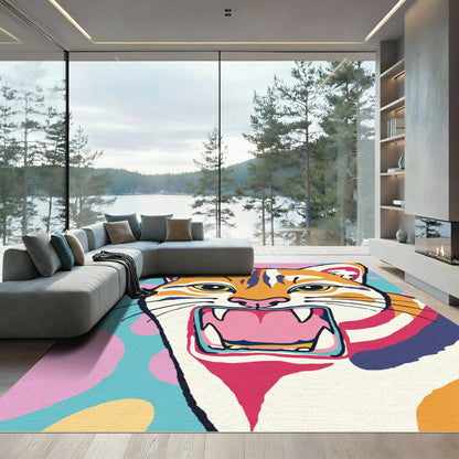 Vibrant Orange Tiger Roar Abstract Rug