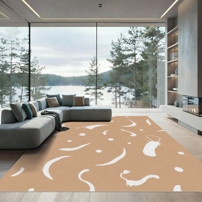 Neutral White Abstract Scatter Rug