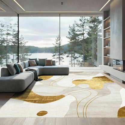 Metallic Gold Fluid Shapes Rug