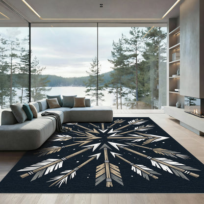 Earthy Tribal Arrows Radiating Outward Rug