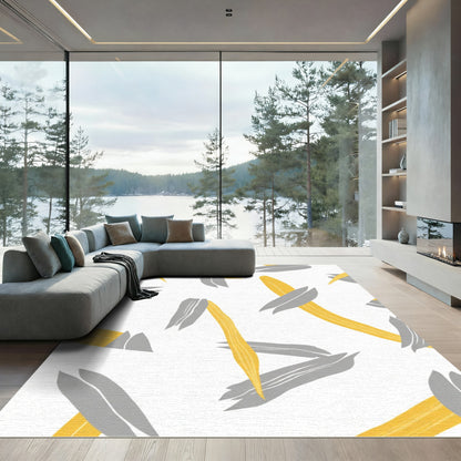 Yellow Gray Abstract Spatter Rug