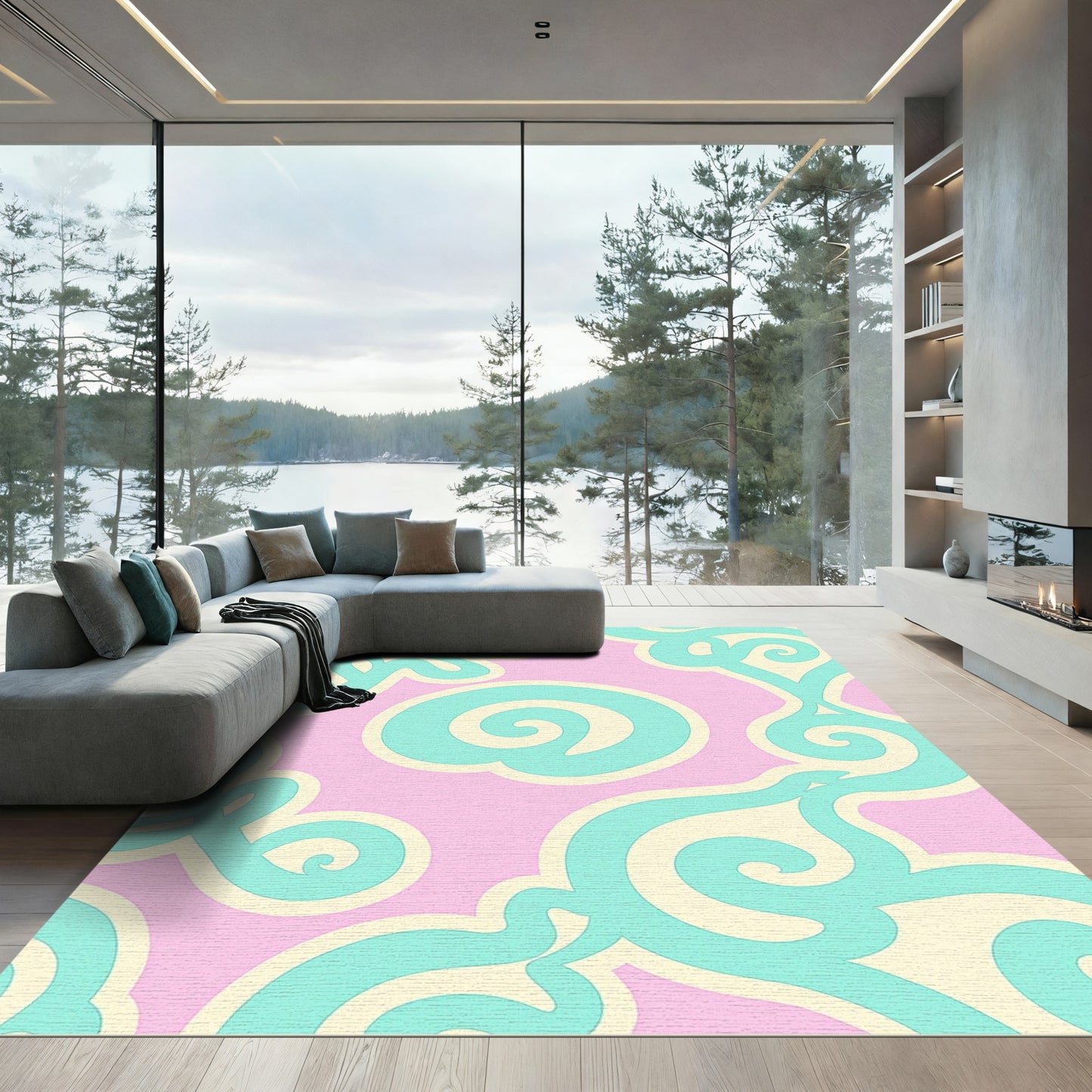 Whimsical Pastel Swirl Cloud Rug