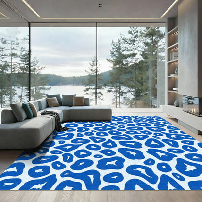 Royal Blue Abstract Animal Spots Rug