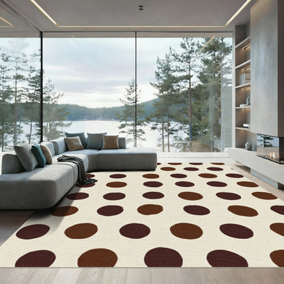 Brown Circles on Cream Background Rug