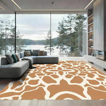 Brown White Organic Bloom Mandala Rug