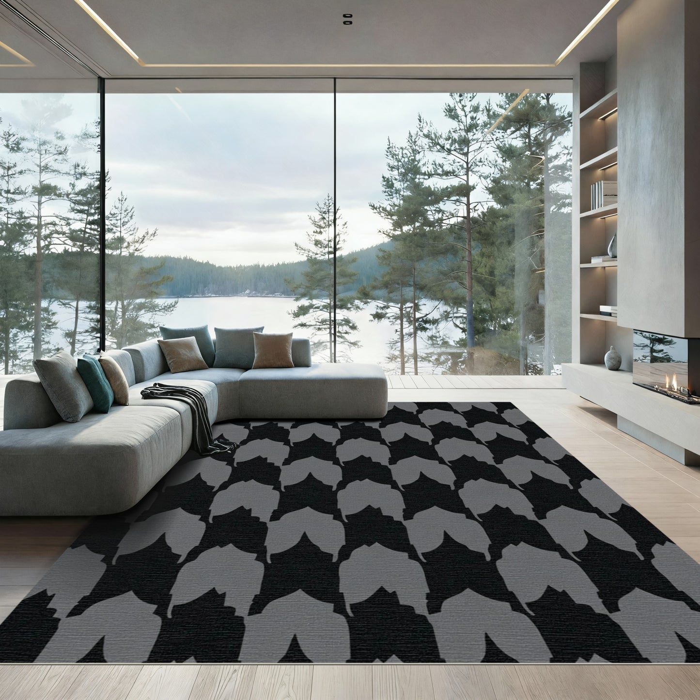 Dark Gray Archway Repeat Rug