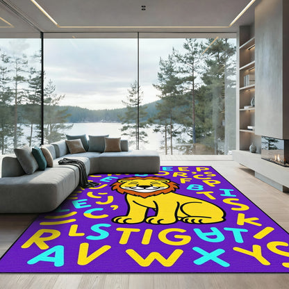 Yellow Lion Alphabet Toss Rug