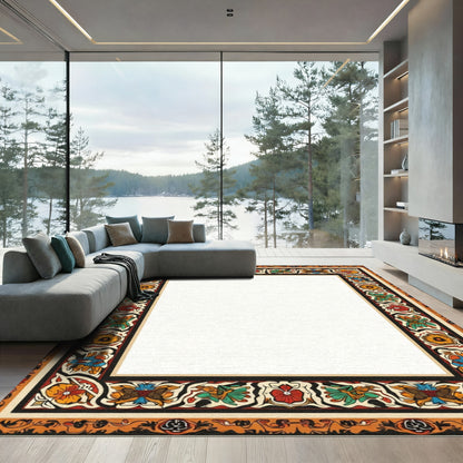 Vibrant Floral Medallion Border Rug