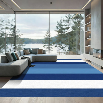 Modern Blue Gradient Stripe Accent Rug