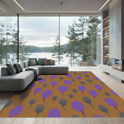 Purple Gray Abstract Floral Pattern Rug