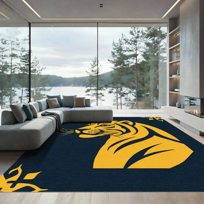 Golden Tiger Silhouette Dark Graphic Rug