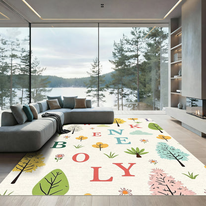 Whimsical Alphabet Garden Trees Rug