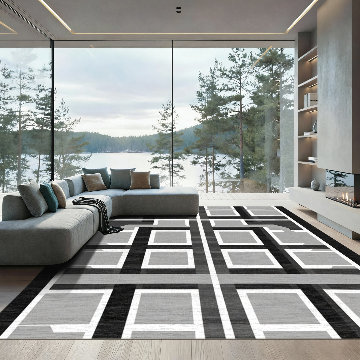 Monochromatic Grid Lattice Squares Rug