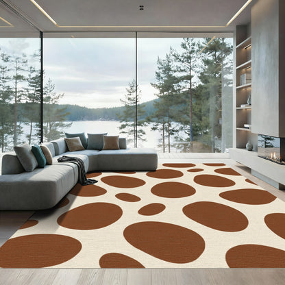 Cream Brown Organic Shapes Rug