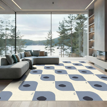 Navy Dot Square Tile Rug