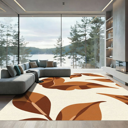 Autumn Leaf Print Cream Rug