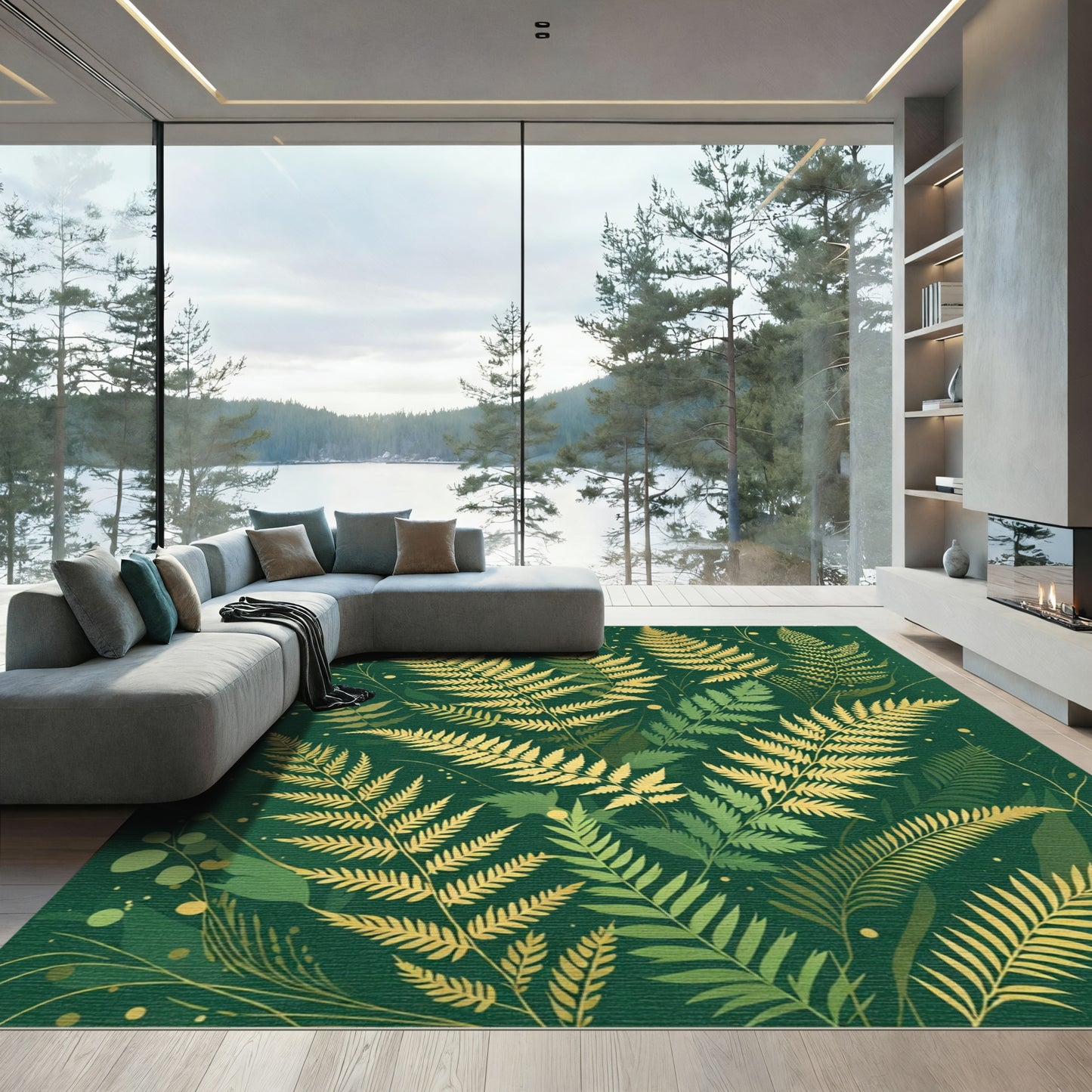 Golden Fern Botanical Forest Rug