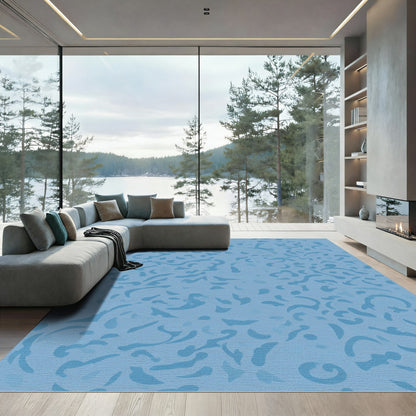 Light Blue Abstract Swirl Cloud Rug