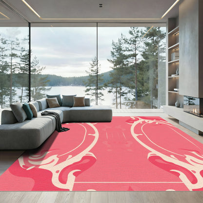 Radiant Coral Swirl Oval Arrangement Rug