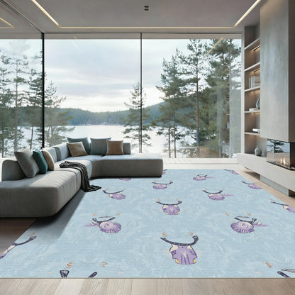 Pale Violet Abstract Bird Artwork Rug