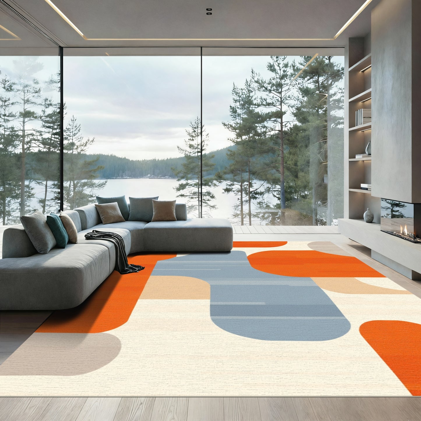 Modern Geometric Color Block Rug