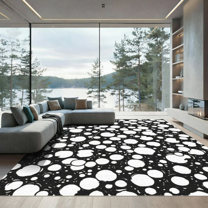 Black White Bubble Scatter Rug