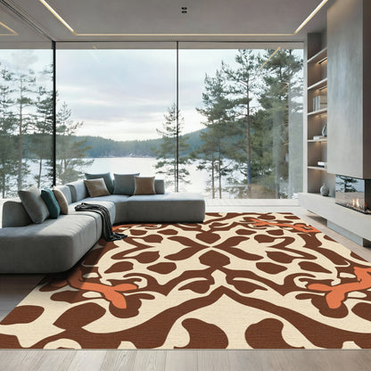 Warm Beige Saffron Accented Lattice Rug