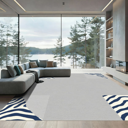 Navy Blue Organic Stripe Rug