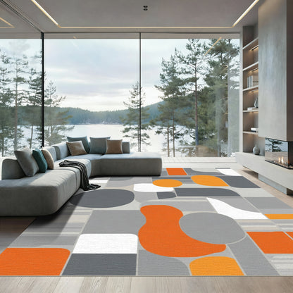 Mid Century Modern Gray Orange Forms Rug