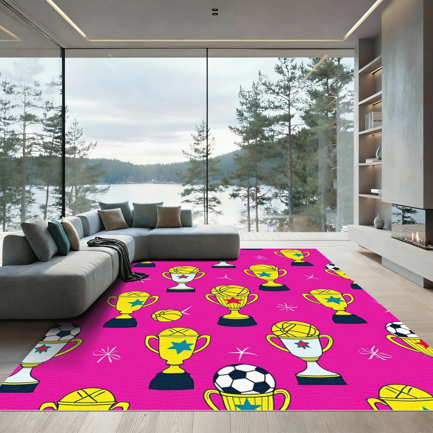 Golden Trophy Ball Medley Jam Rug