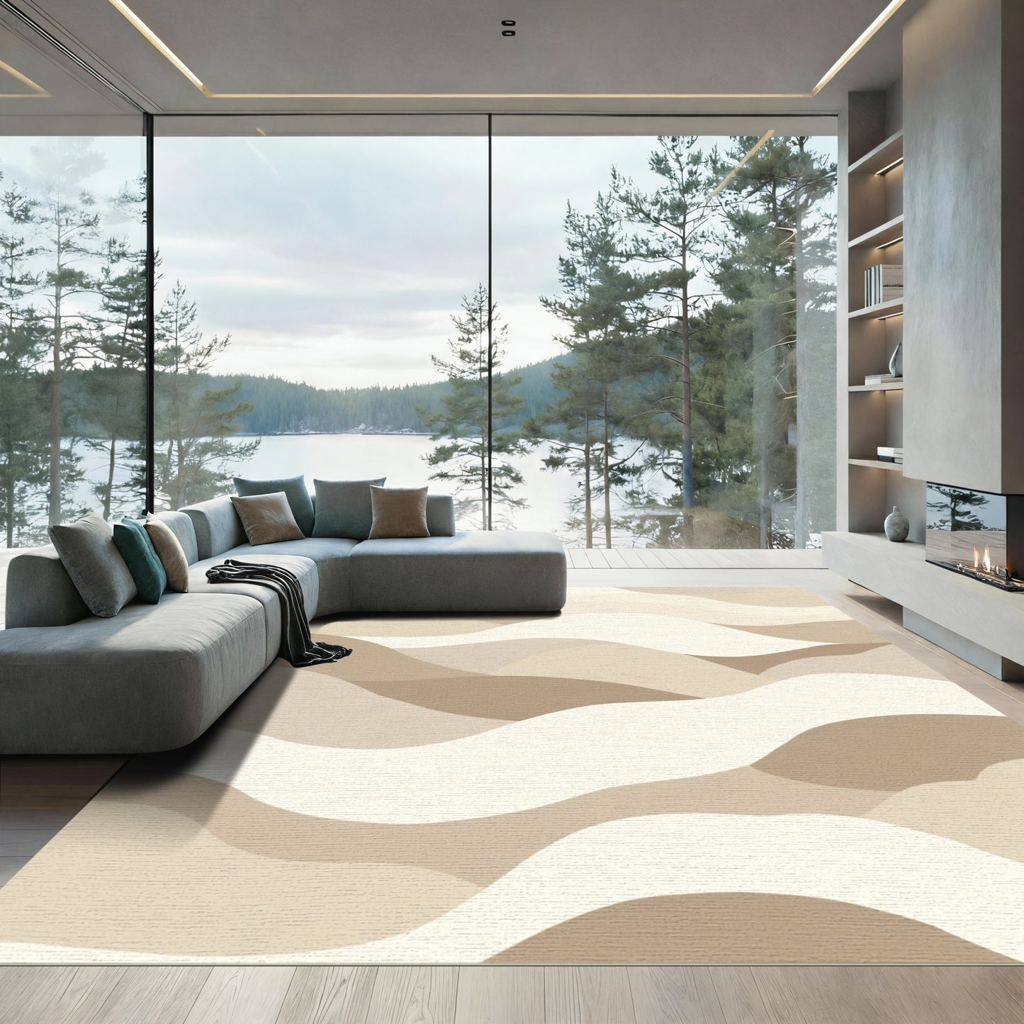 Neutral Tone Flowing Landscape Rug