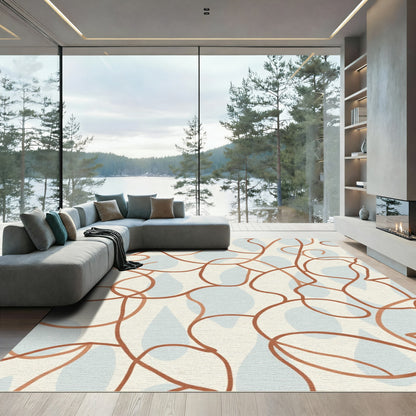 Terracotta Abstract Organic Swirl Rug