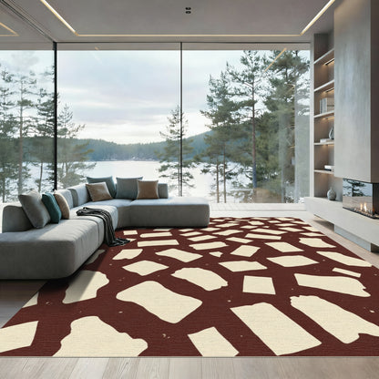Terracotta Cream Irregular Shapes Rug